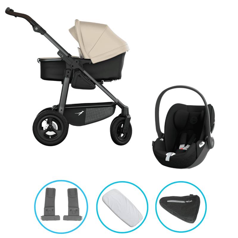 TFK Mono 4 3in1 Kinderwagen Set Sand mit CYBEX Cloud T i-Size Sepia Black & TFK Mono Adapter TFK Mono 4 3in1 Kinderwagen Set Sand mit CYBEX Cloud T i-Size Sepia Black & TFK Mono Adapter