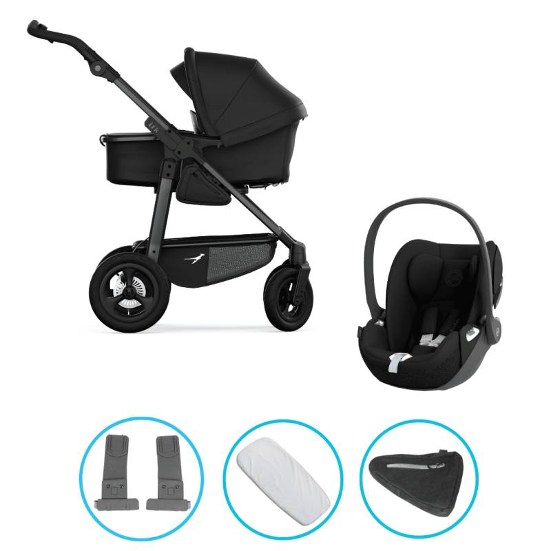 TFK Mono 4 3in1 Kinderwagen Set Schwarz mit CYBEX Cloud T i-Size Sepia Black & TFK Mono Adapter TFK Mono 4 3in1 Kinderwagen Set Schwarz mit CYBEX Cloud T i-Size Sepia Black & TFK Mono Adapter