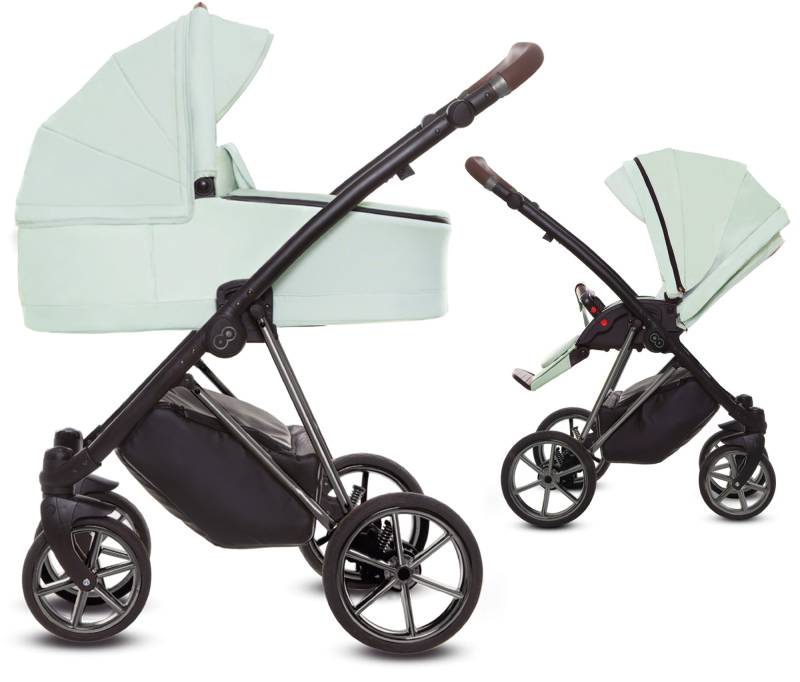 TPFLiving 2in1 Kinderwagen Ultra Stoff - Mint / Gestell Silber