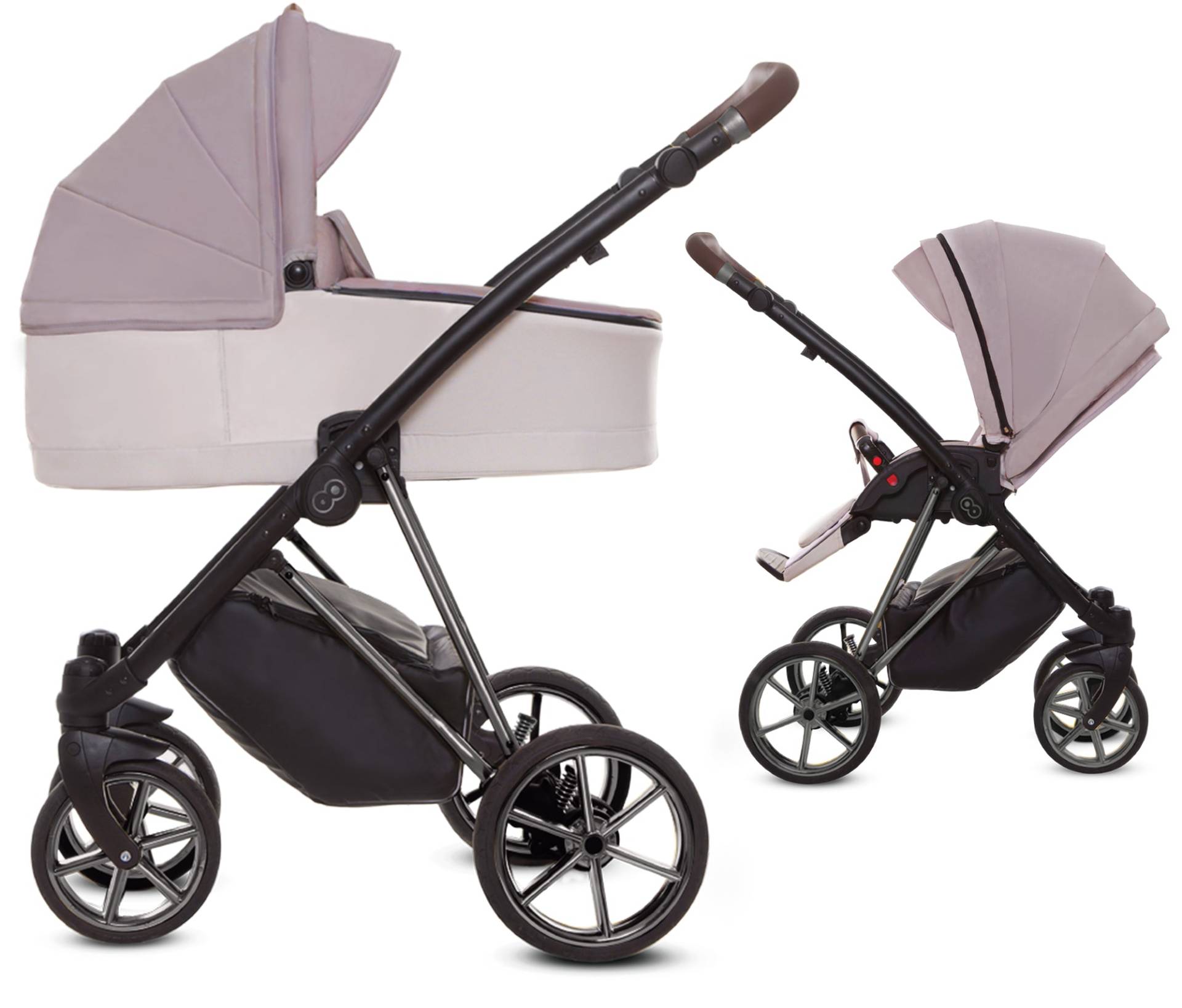 TPFLiving 2in1 Kinderwagen Ultra Stoff - Pastel / Gestell Silber