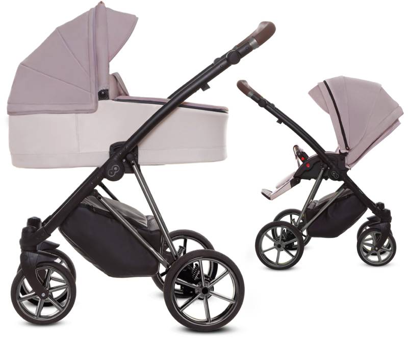 TPFLiving 2in1 Kinderwagen Ultra Stoff - Pastel / Gestell Silber