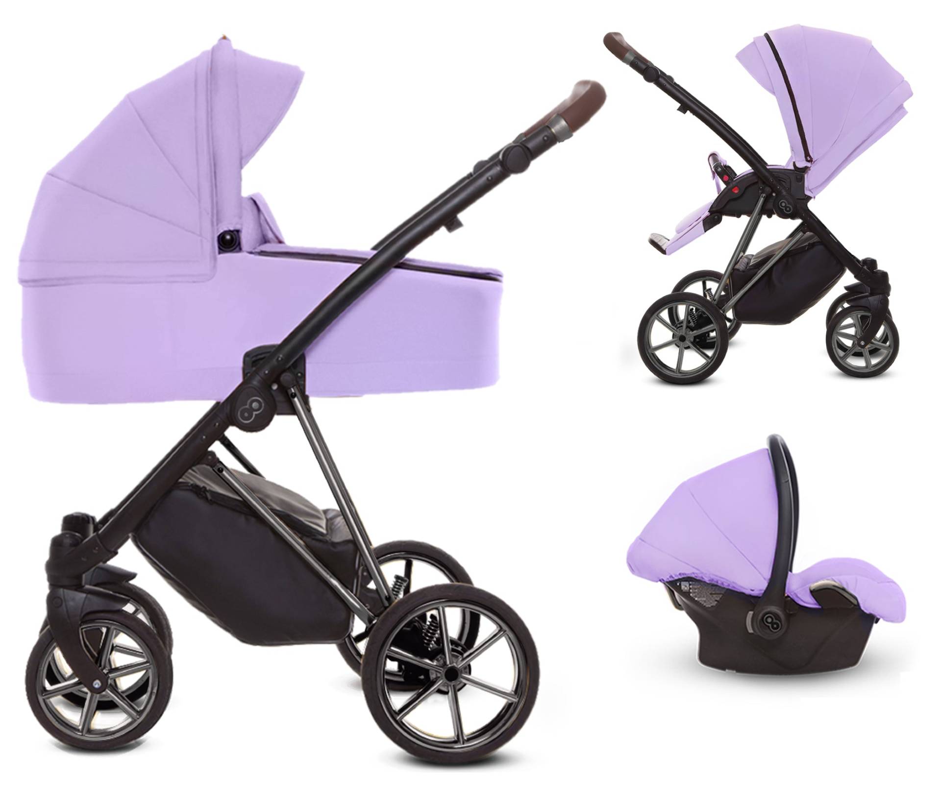 TPFLiving 3in1 Kinderwagen Ultra Stoff - Lila / Gestell Silber TPFLiving 3in1 Kinderwagen Ultra Stoff - Lila / Gestell Silber