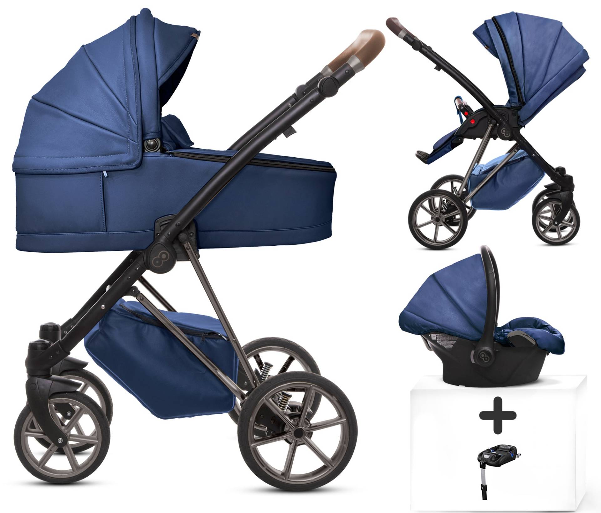 TPFLiving 4in1 Kinderwagen Royal Kunstleder - Blueberry / Gestell Space Grau TPFLiving 4in1 Kinderwagen Royal Kunstleder - Blueberry / Gestell Space Grau