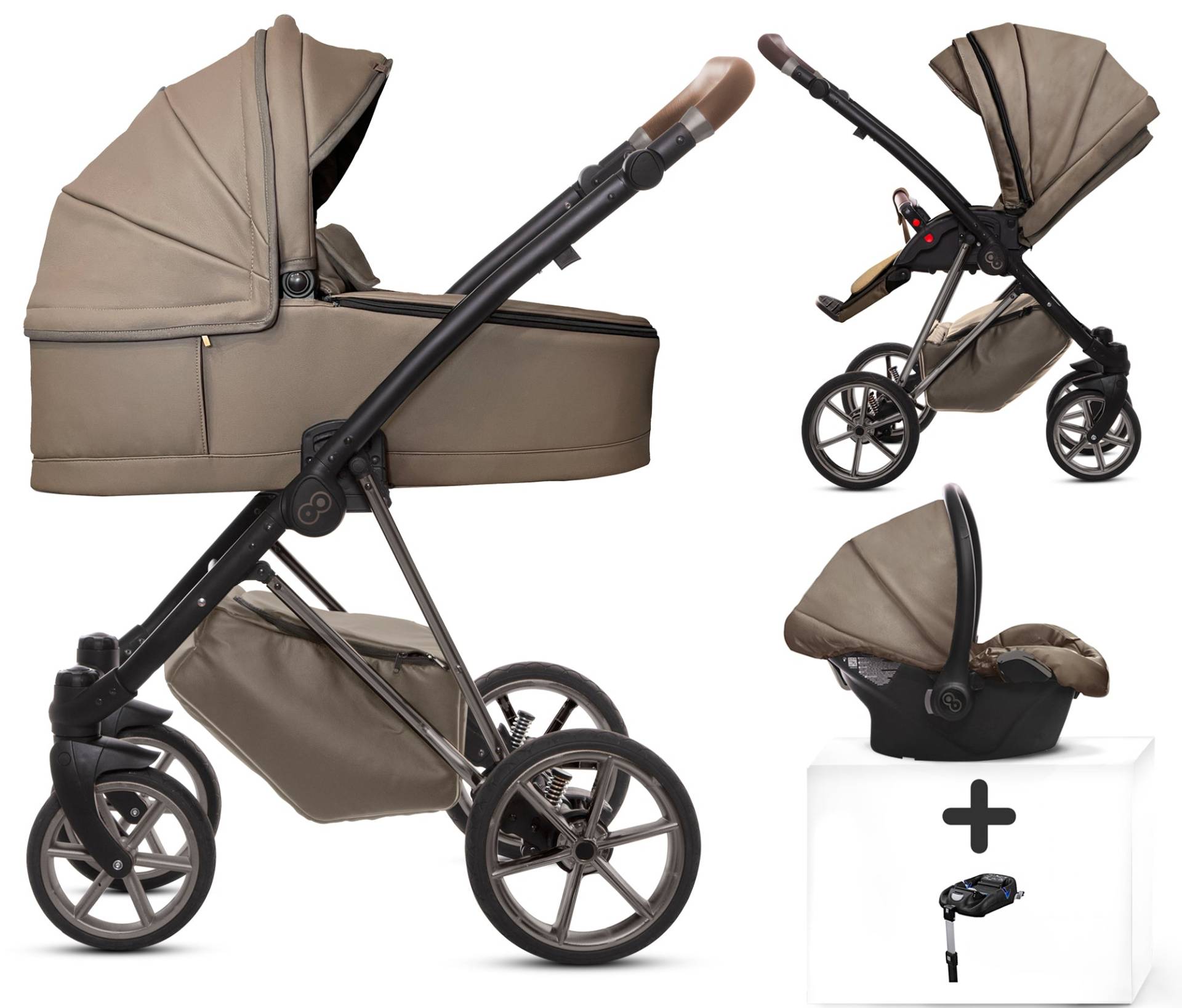TPFLiving 4in1 Kinderwagen Royal Kunstleder - Gray Pearl / Gestell Space Grau TPFLiving 4in1 Kinderwagen Royal Kunstleder - Gray Pearl / Gestell Space Grau