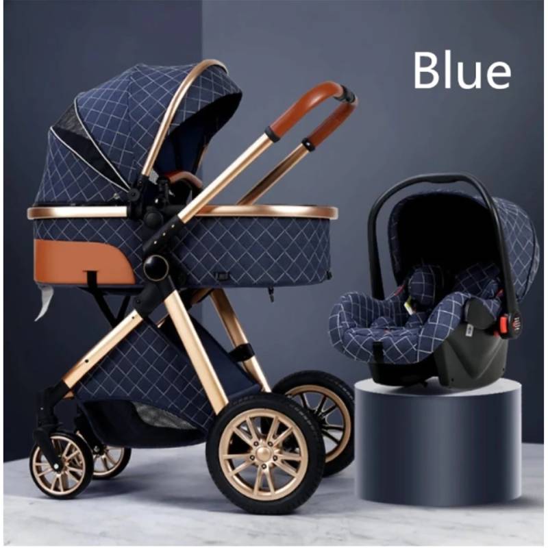 TPFLiving Kombi-Kinderwagen 3in1 Set - Modell 1 Stoff - Blau