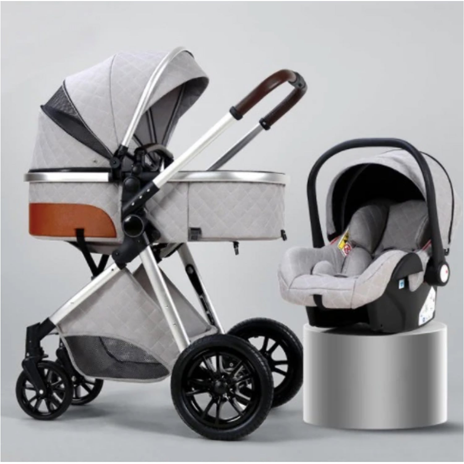 TPFLiving Kombi-Kinderwagen 3in1 Set - Modell 1 Stoff - Hellgrau TPFLiving Kombi-Kinderwagen 3in1 Set - Modell 1 Stoff - Hellgrau