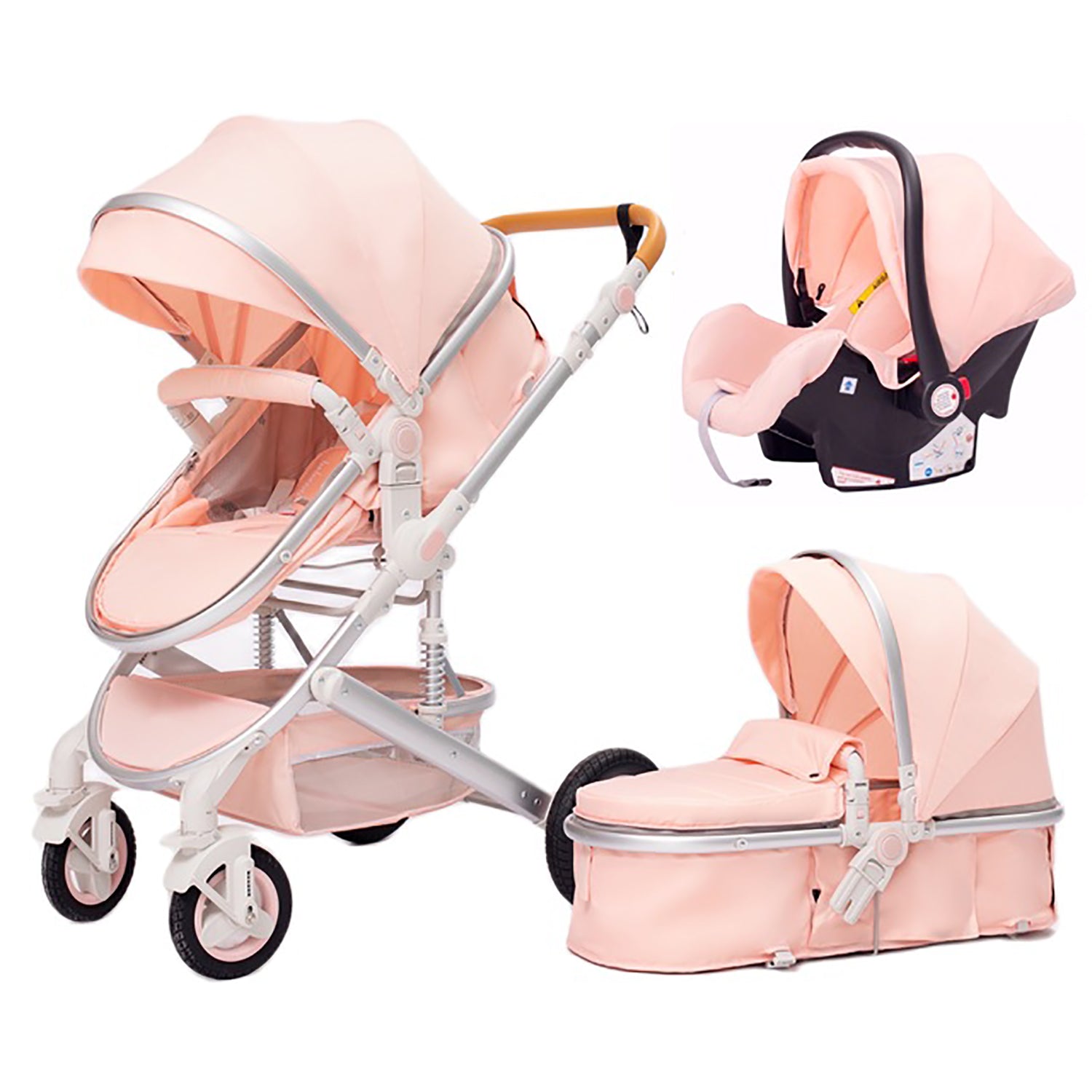 TPFLiving Kombi-Kinderwagen 3in1 Set - Modell Lux 7 Stoff - Pink TPFLiving Kombi-Kinderwagen 3in1 Set - Modell Lux 7 Stoff - Pink