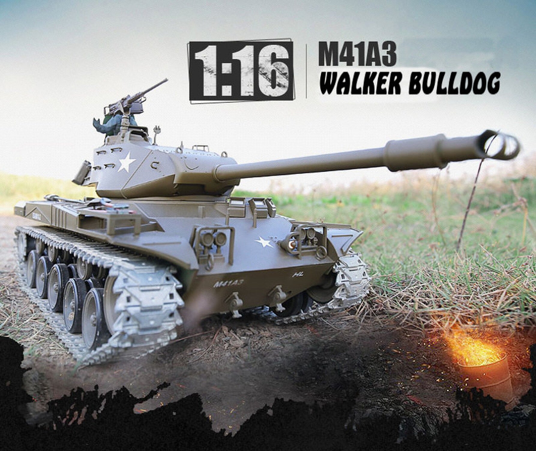 TPFLiving RC-Panzer M41 A3 Walker Bulldog V6.0 Pro mit Schussfunktion - Sound und Rauch - Maßstab: 1:16 TPFLiving RC-Panzer M41 A3 Walker Bulldog V6.0 Pro mit Schussfunktion - Sound und Rauch - Maßstab: 1:16
