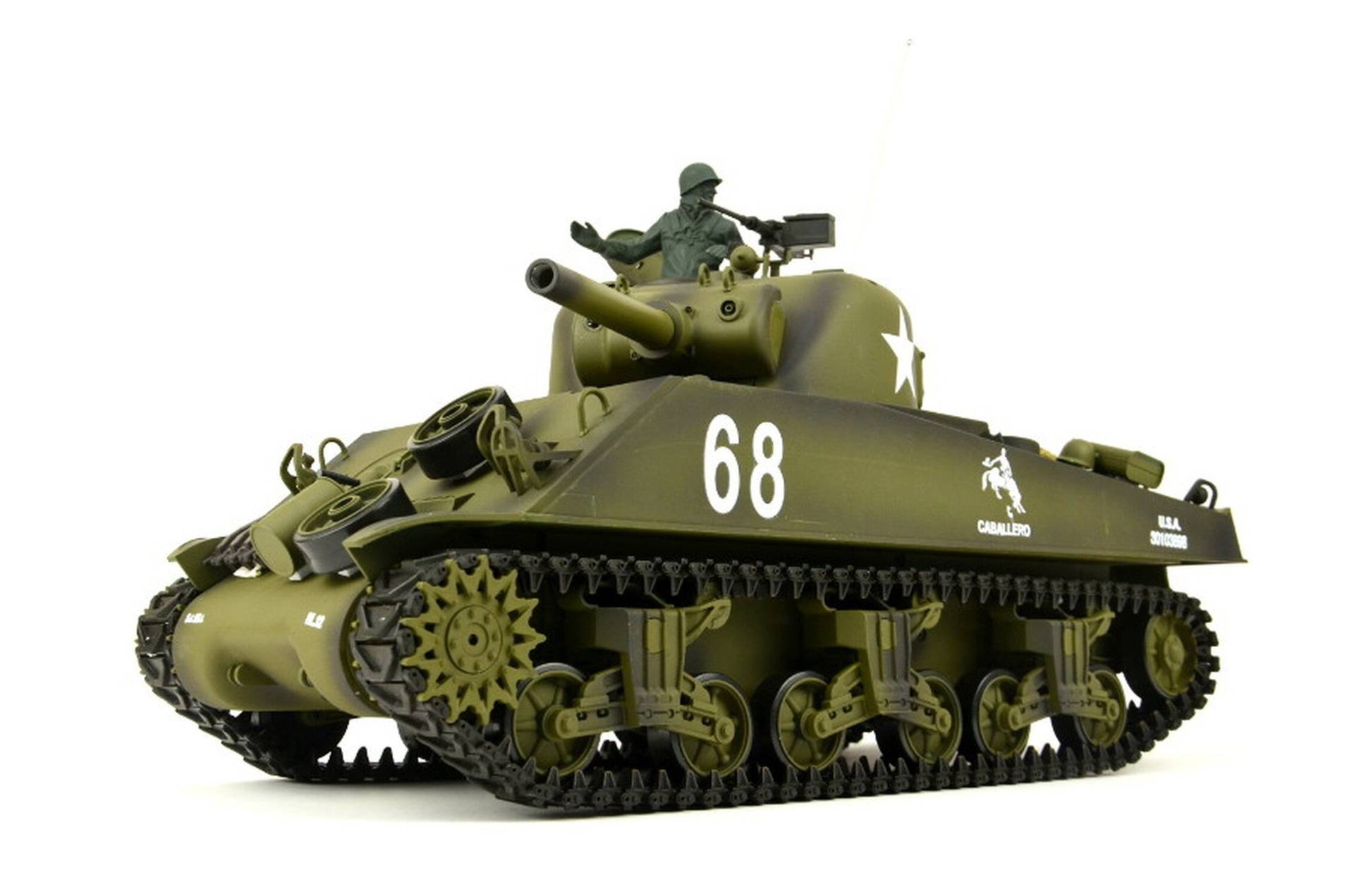 TPFLiving RC-Panzer US M4A3 Sherman 7-0-Upgrade RC Panzer ferngesteuert - Panzer mit Schussfunktion, Stahlgetriebe, Einzelradaufhängung und Kettenantrieb - Rauch und Sound - Maßstab 1:16 TPFLiving RC-Panzer US M4A3 Sherman 7-0-Upgrade RC Panzer ferngesteuert - Panzer mit Schussfunktion, Stahlgetriebe, Einzelradaufhängung und Kettenantrieb - Rauch und Sound - Maßstab 1:16