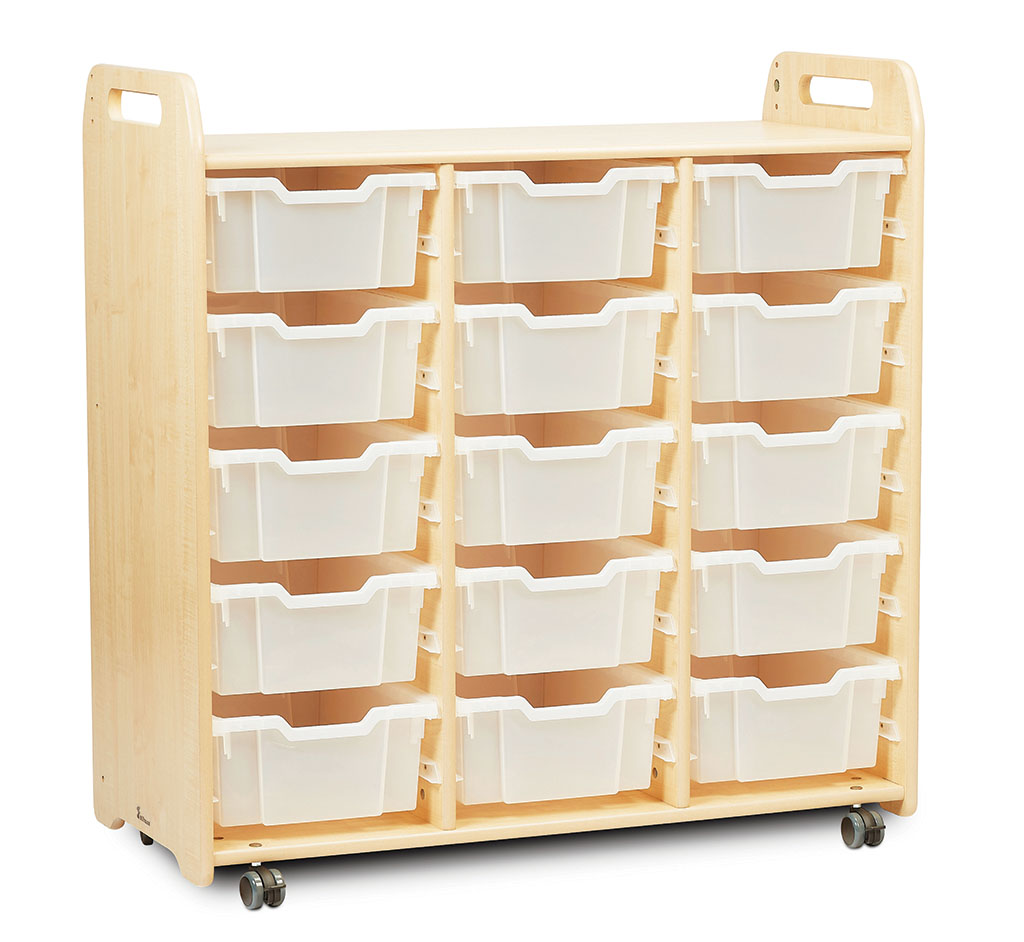 Tablettaufbewahrungseinheit (3 Spalten, 1080 mm Höhe) mit 15 tiefen Tabletts