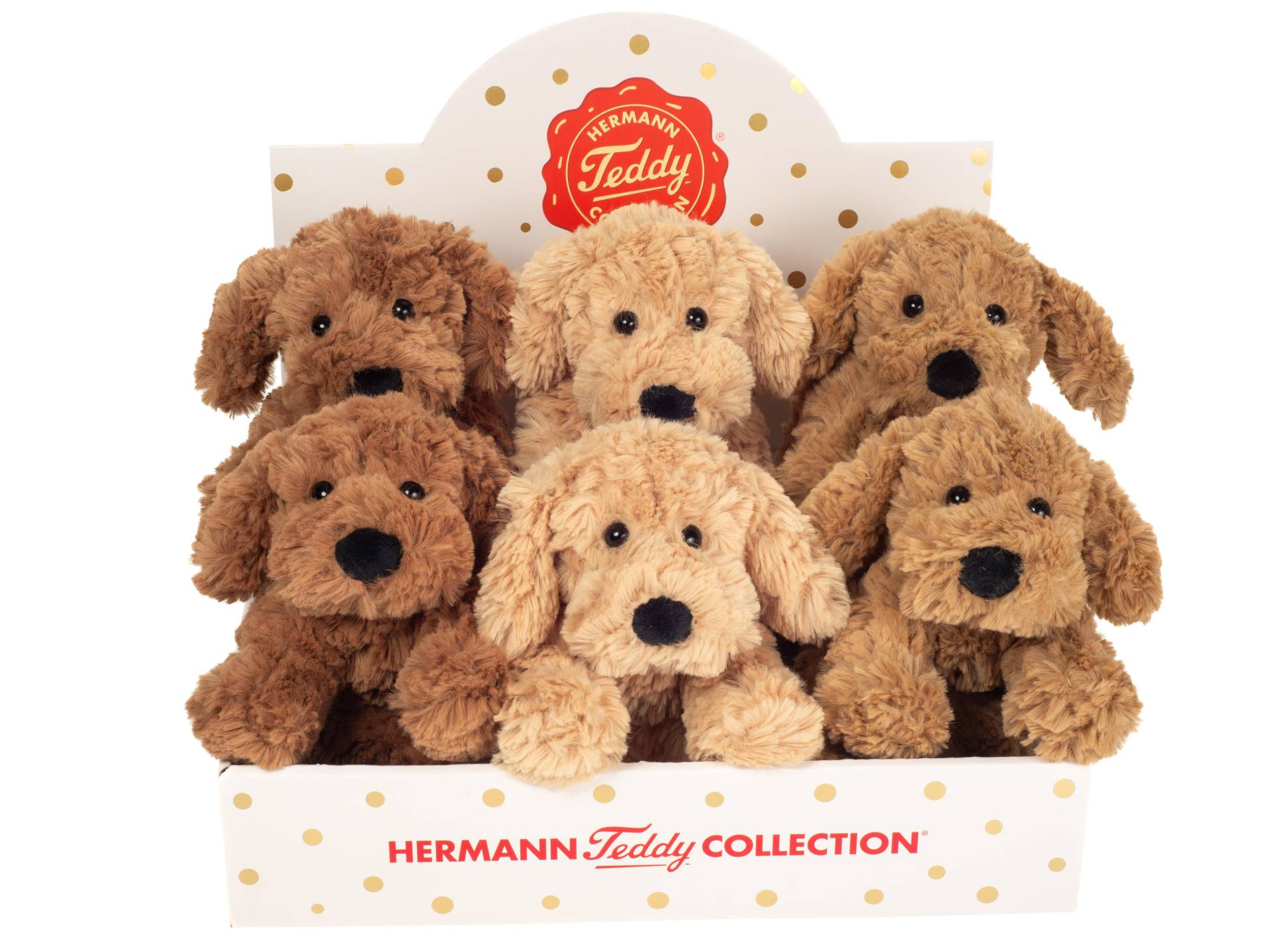 Teddy Hermann - Schlenkerhund 20 cm, Kuscheltier, Plüschtier (zufällige Farbwahl)