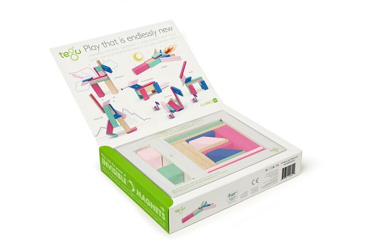 Tegu - 14 Magnetische Holzbausteine Pink