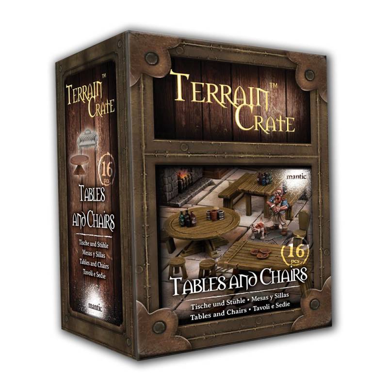 Terrain Crate Tables and Chairs Mantic Games D&D Gelände PNP Tische und Stühle