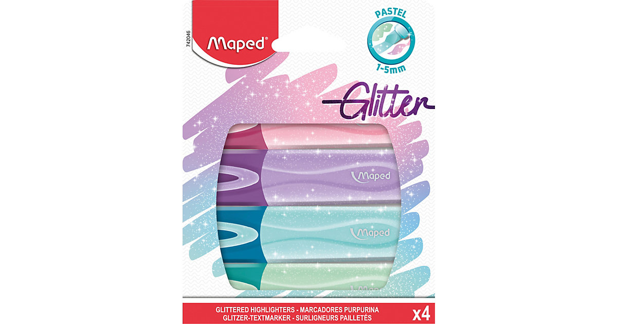 Textmarker FLUO PEPS GLITTER, 4 Farben bunt Textmarker FLUO PEPS GLITTER, 4 Farben bunt von Maped