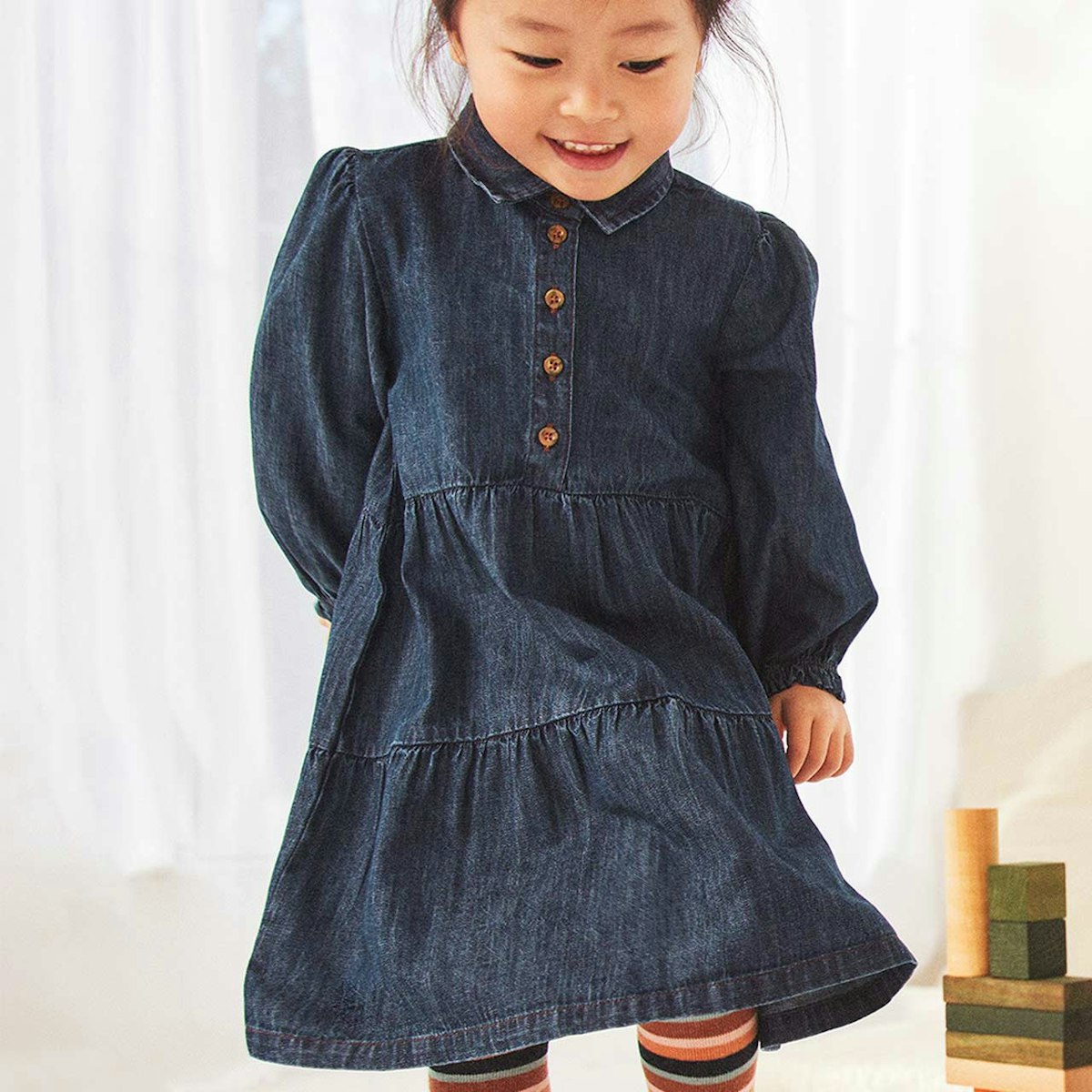 Tolles Jeanskleid langarm blau 62/68