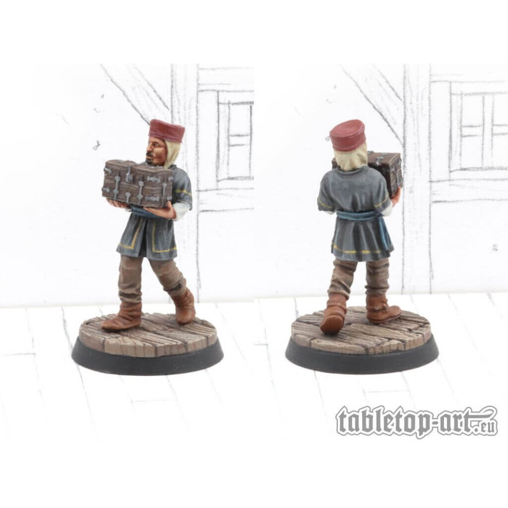 Townsfolk Miniatures - Diener mit Schatztruhe