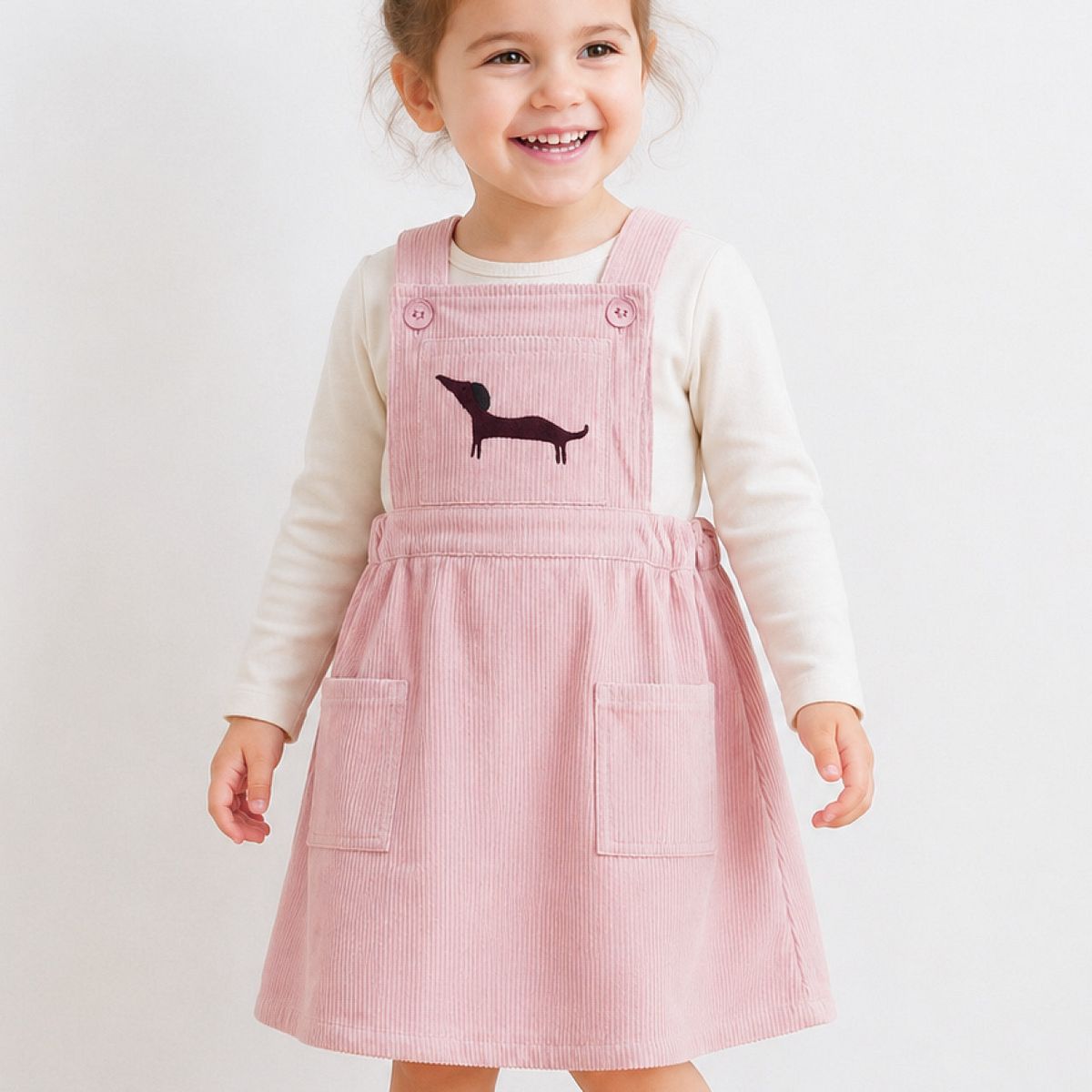 Trägerkleid Cord Dackel rosa 98