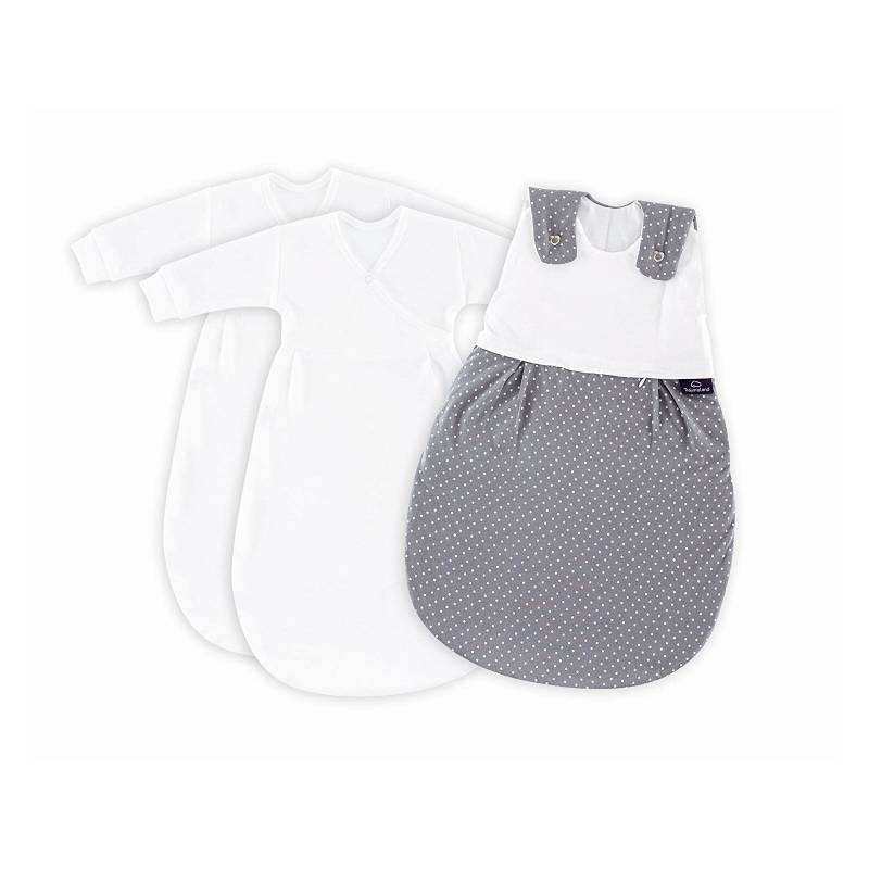 Träumeland - Babyschlafsack LIEBMICH 3-tlg PÜNKTCHEN-GRAU 56/62 (A)