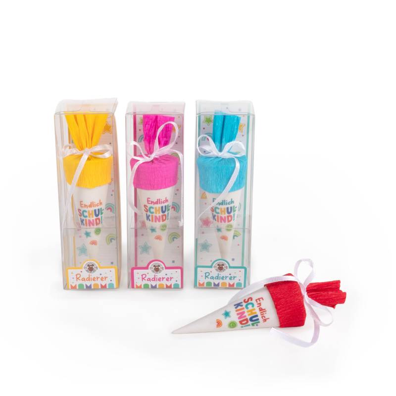 Trendhaus - Radiergummi Schultüte Endlich Schulkind, 4fach sort Trendhaus - Radiergummi Schultüte Endlich Schulkind, 4fach sort