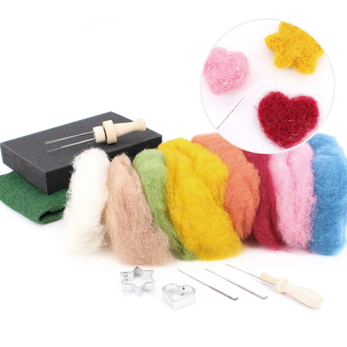 Trocken-Filzen Komplett-Bastelset inkl. 8 Farben