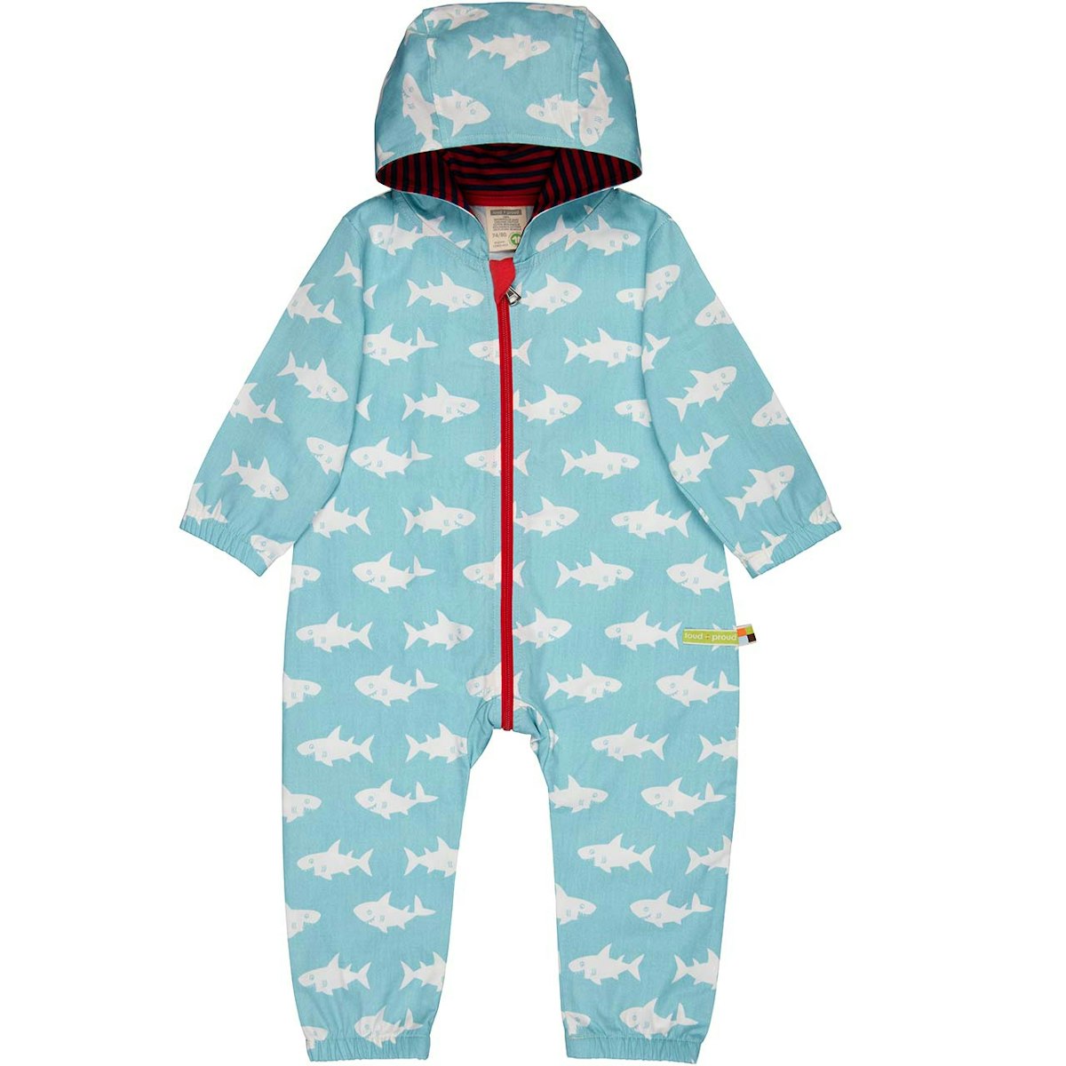 Ungefütterter Baby Overall türkis Haie 50/56