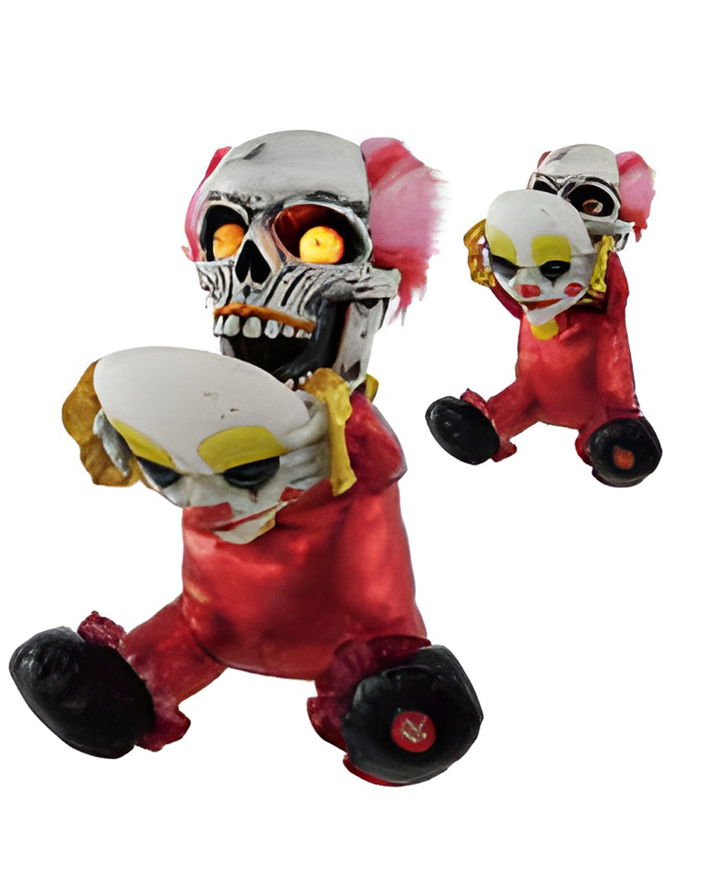 Unheimlicher Clown mit aufklappender Maske 34cm