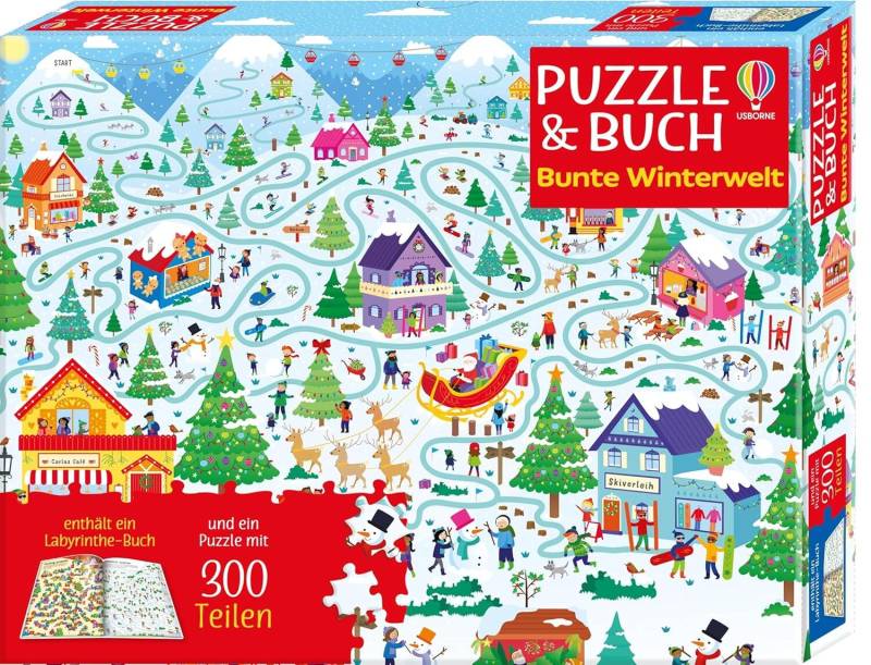 Usborne Verlag - Bunte Winterwelt, Puzzle & Buch
