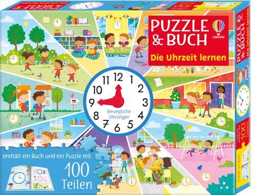 Usborne Verlag - USBORNE Puzzle + Buch 100 Teile: Uhrzeit lernen