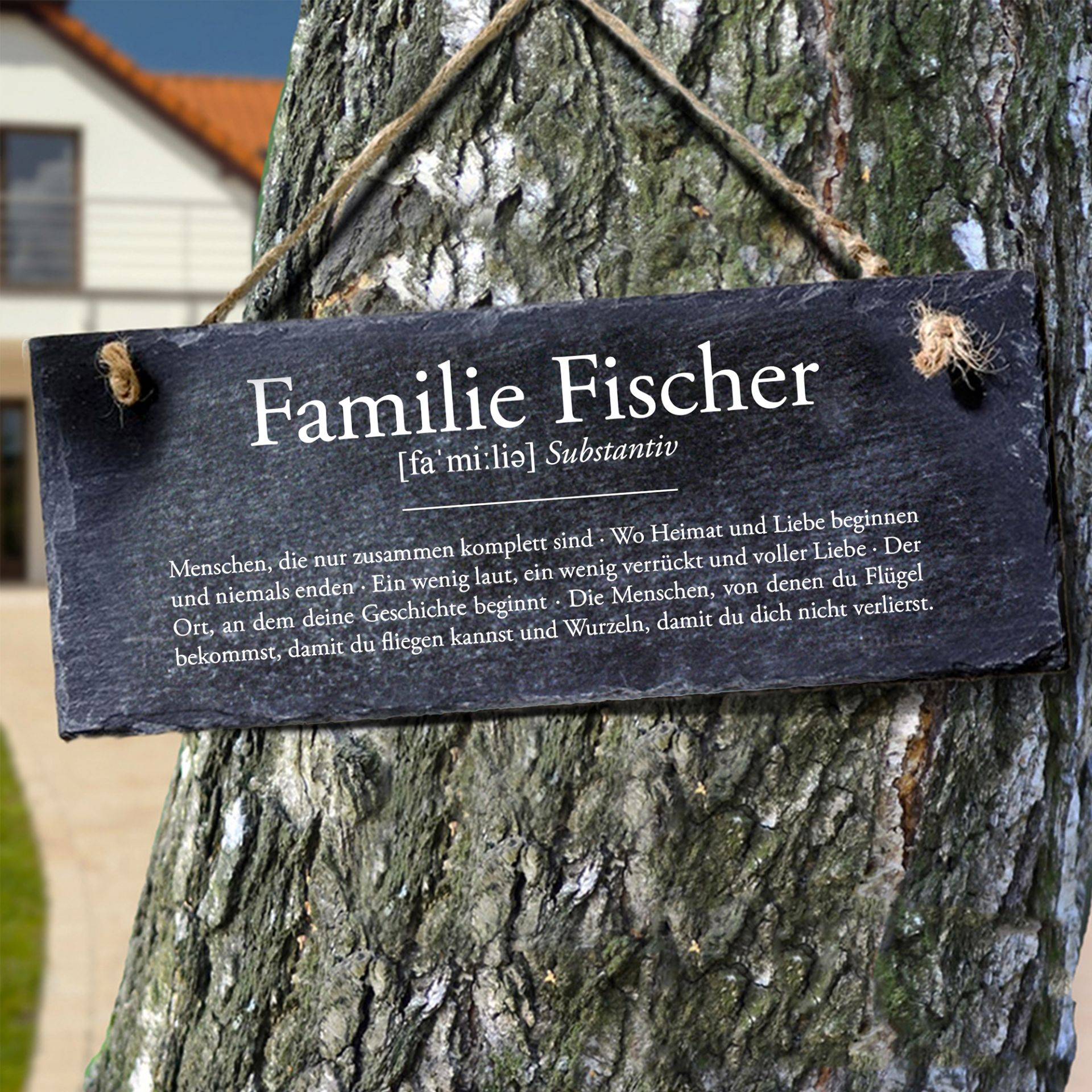 Schiefertafel mit Gravur - Definition Familie von Monsterzeug