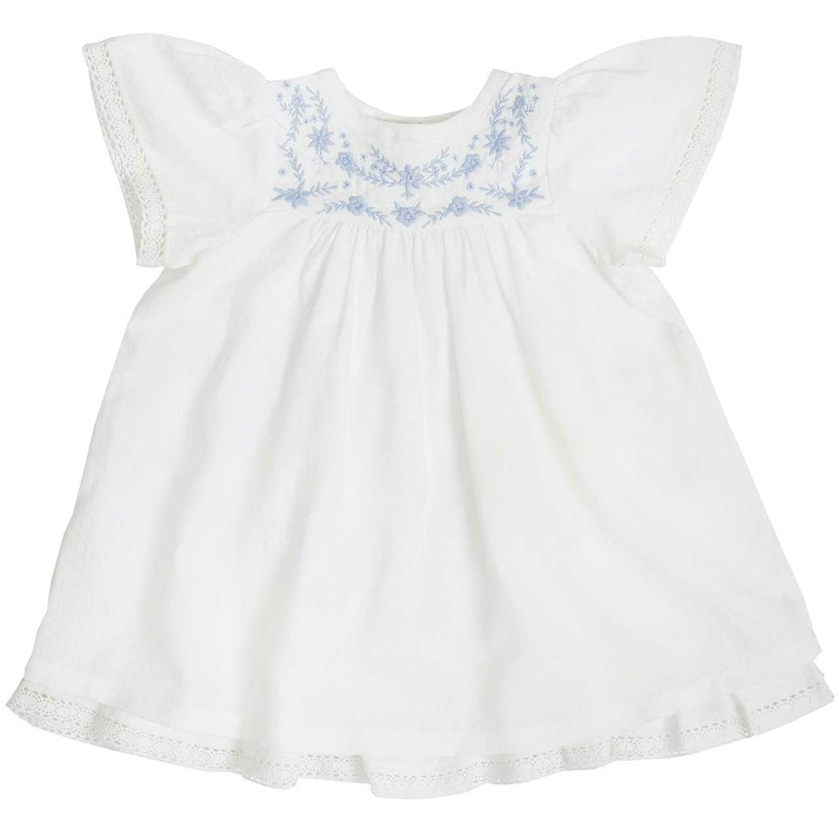 Verspieltes Kleid kurzarm weiß 86/92 Verspieltes Kleid kurzarm weiß 86/92