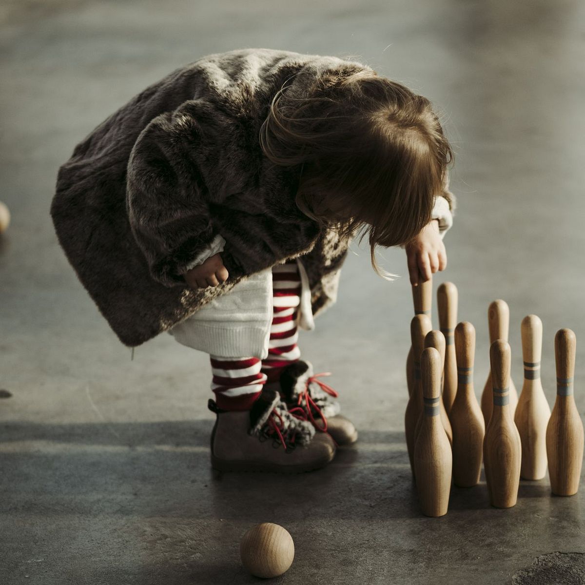 Vintage Bowling Set für Kinder natur