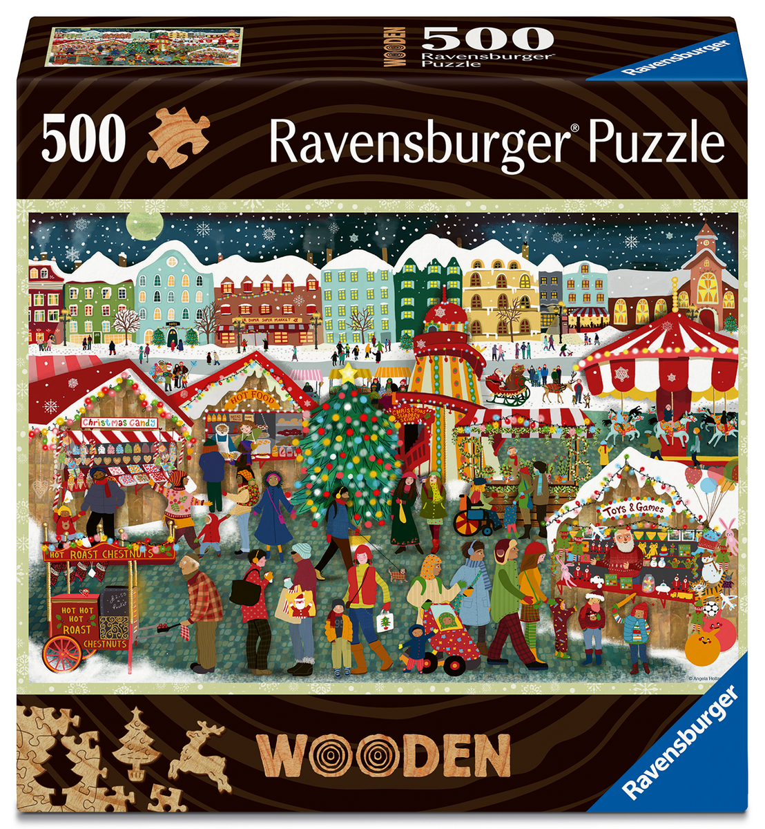 WOODEN Puzzle - Weihnachtsmarkt - Holzpuzzle für Erwachsene mit 500 Teilen