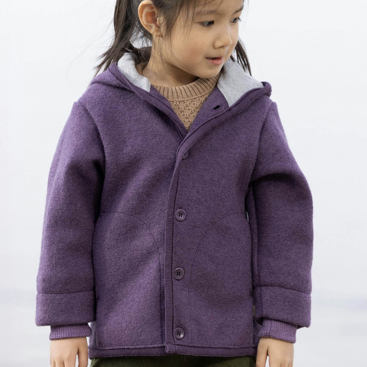 Walk-Jacke mit Knopfleiste aubergine 110/116