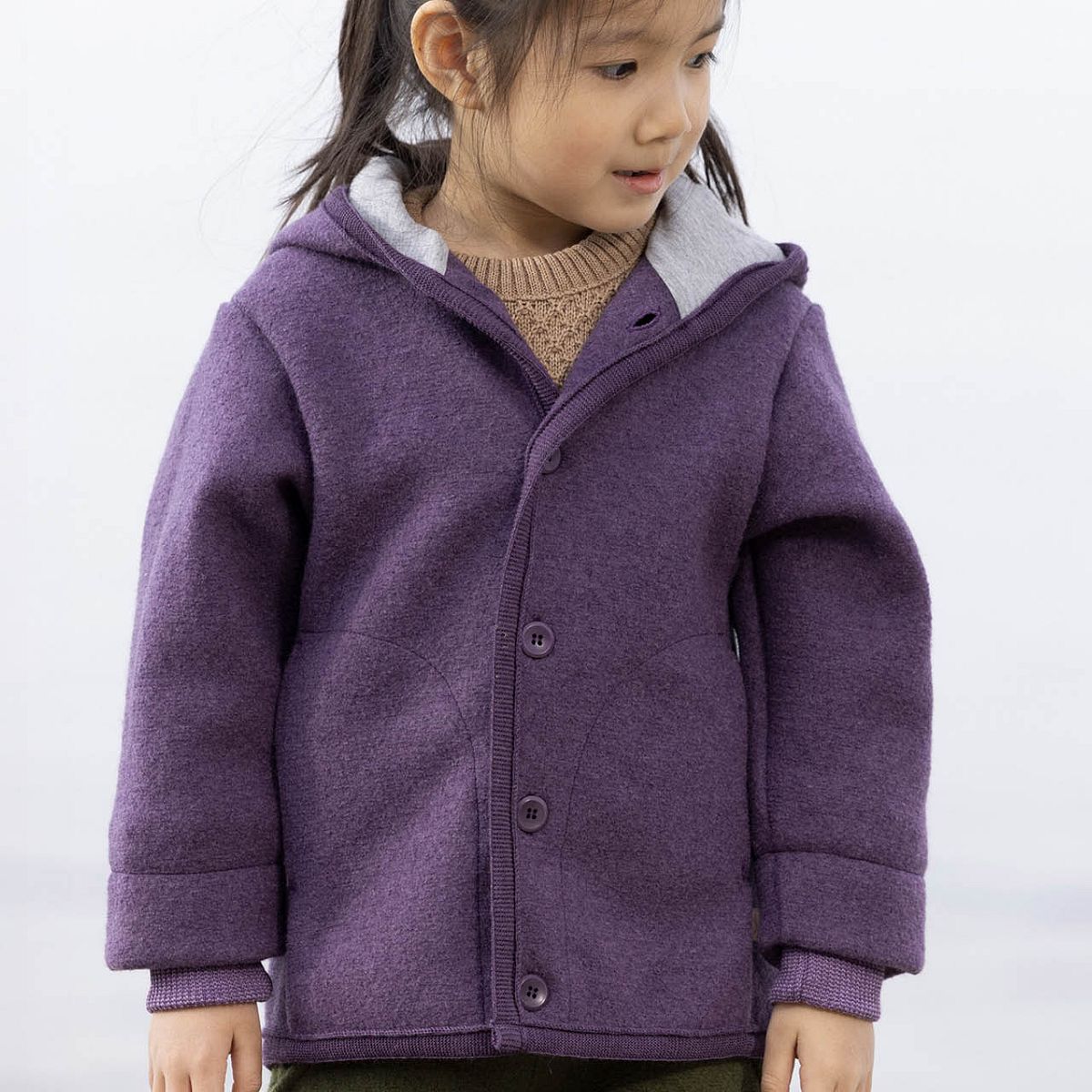 Walk-Jacke mit Knopfleiste aubergine 110/116