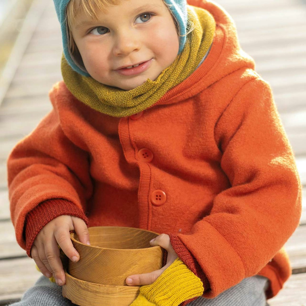 Walkjacke mit Knopfleiste in orange 74/80