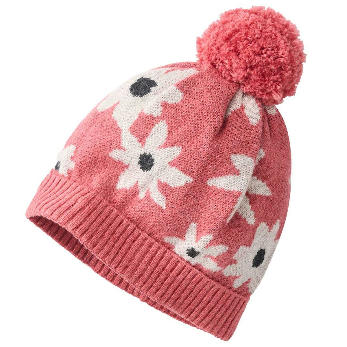 Warme Bommel Strickmütze koralle 48/50