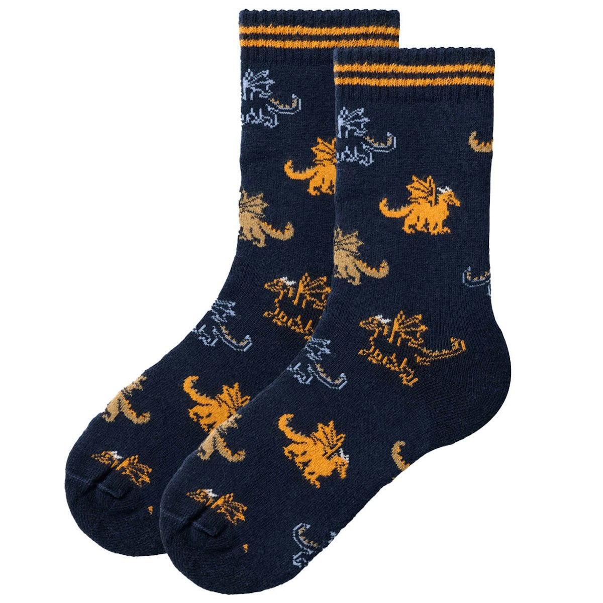 Warme Frotteesocken Drachen dunkelblau 31/33
