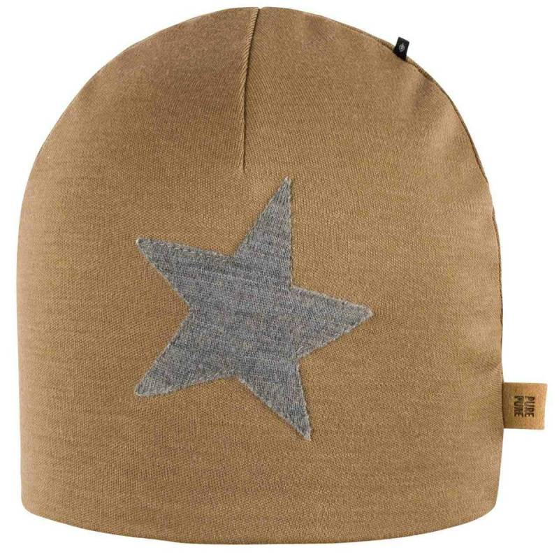 Warme Interlock Beanie Wolle dunkles sand-beige 45