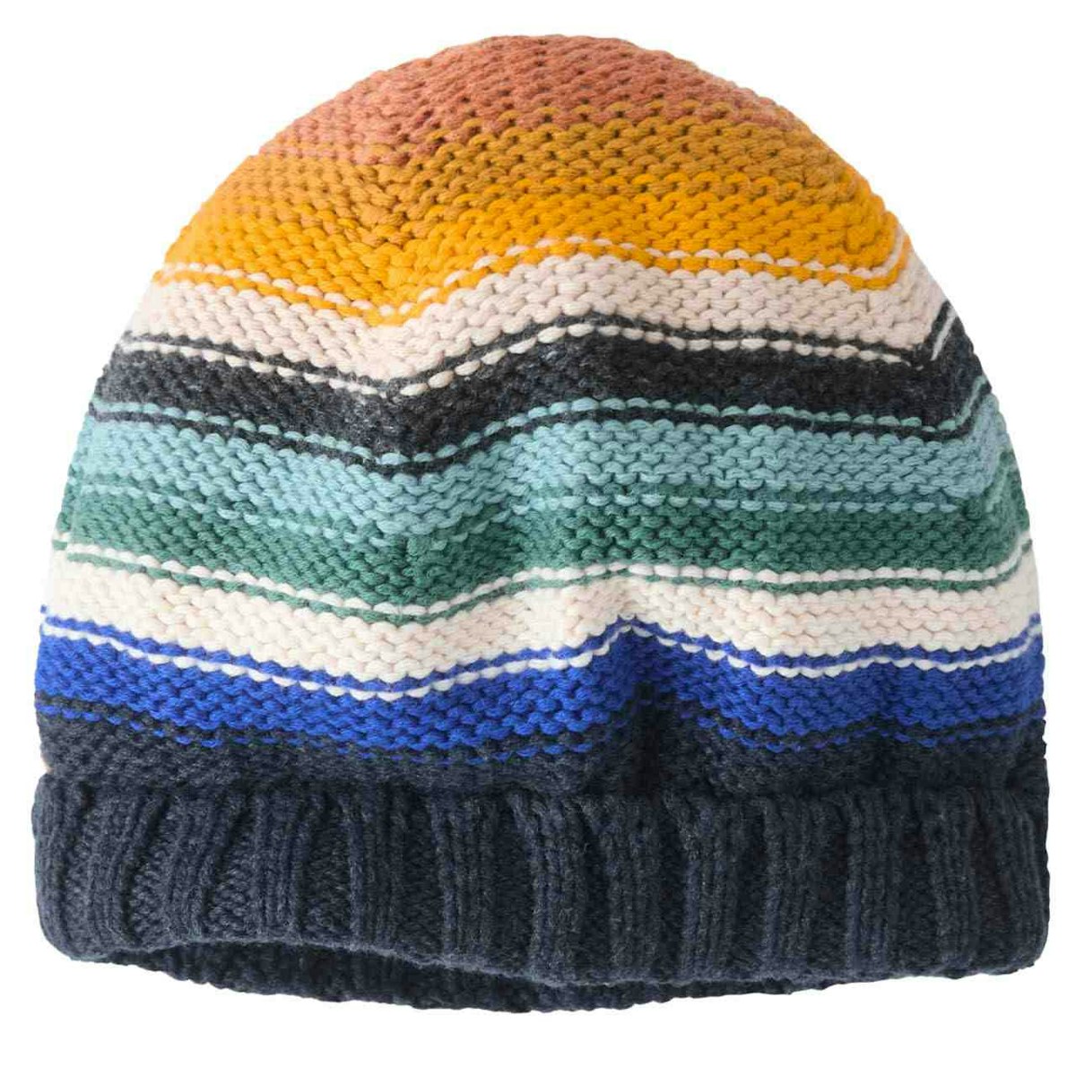Warme Strick-Mütze bunt geringelt 48/50