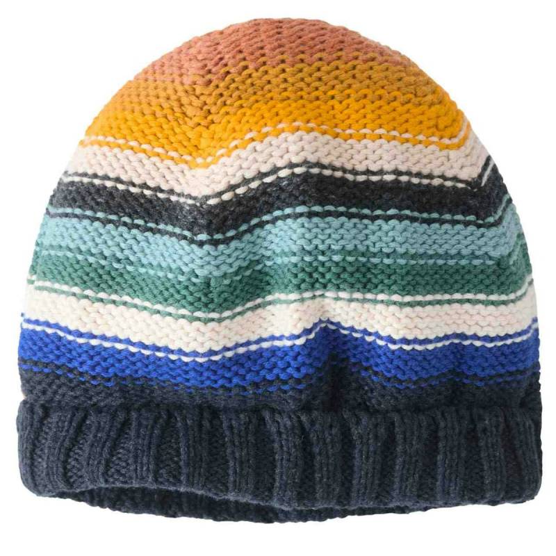 Warme Strick-Mütze bunt geringelt 48/50