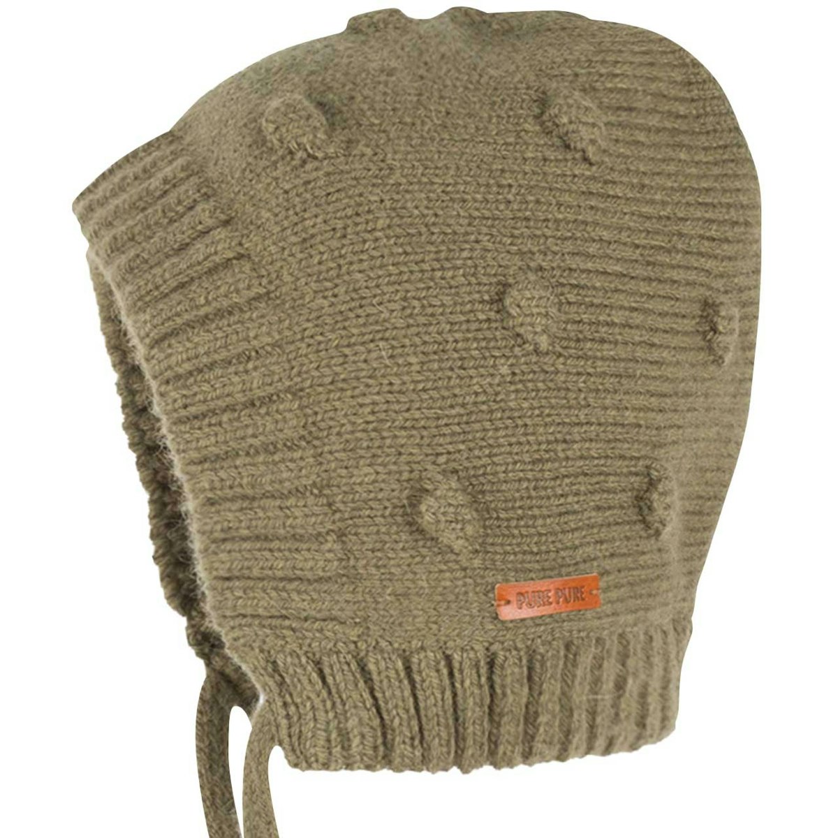 Warme Strickmütze moos-grün Alpaka-Merino Woll Mix 37/39