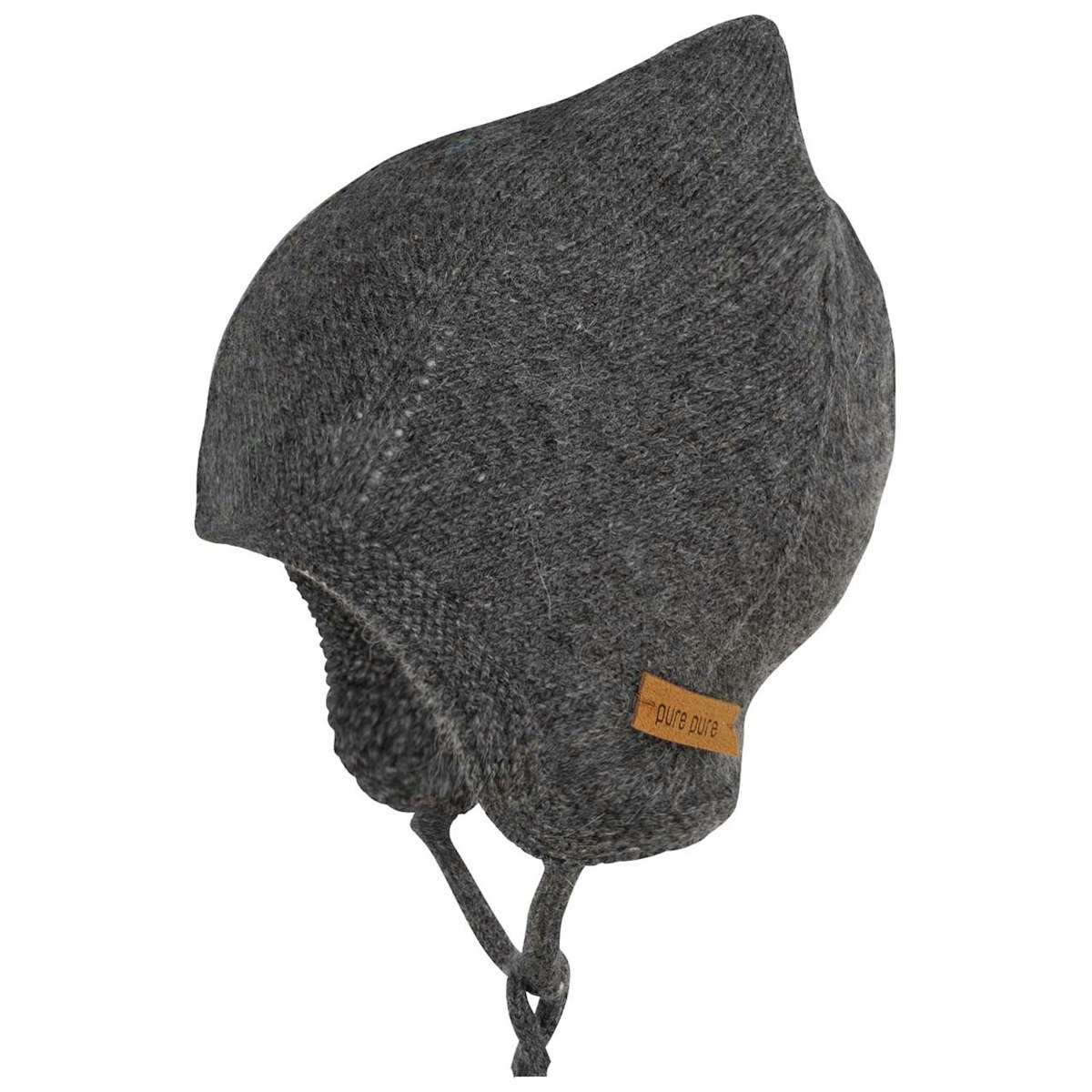 Warme Strickmütze schiefer-melange Alpaka-Merino Woll Mix 47/49