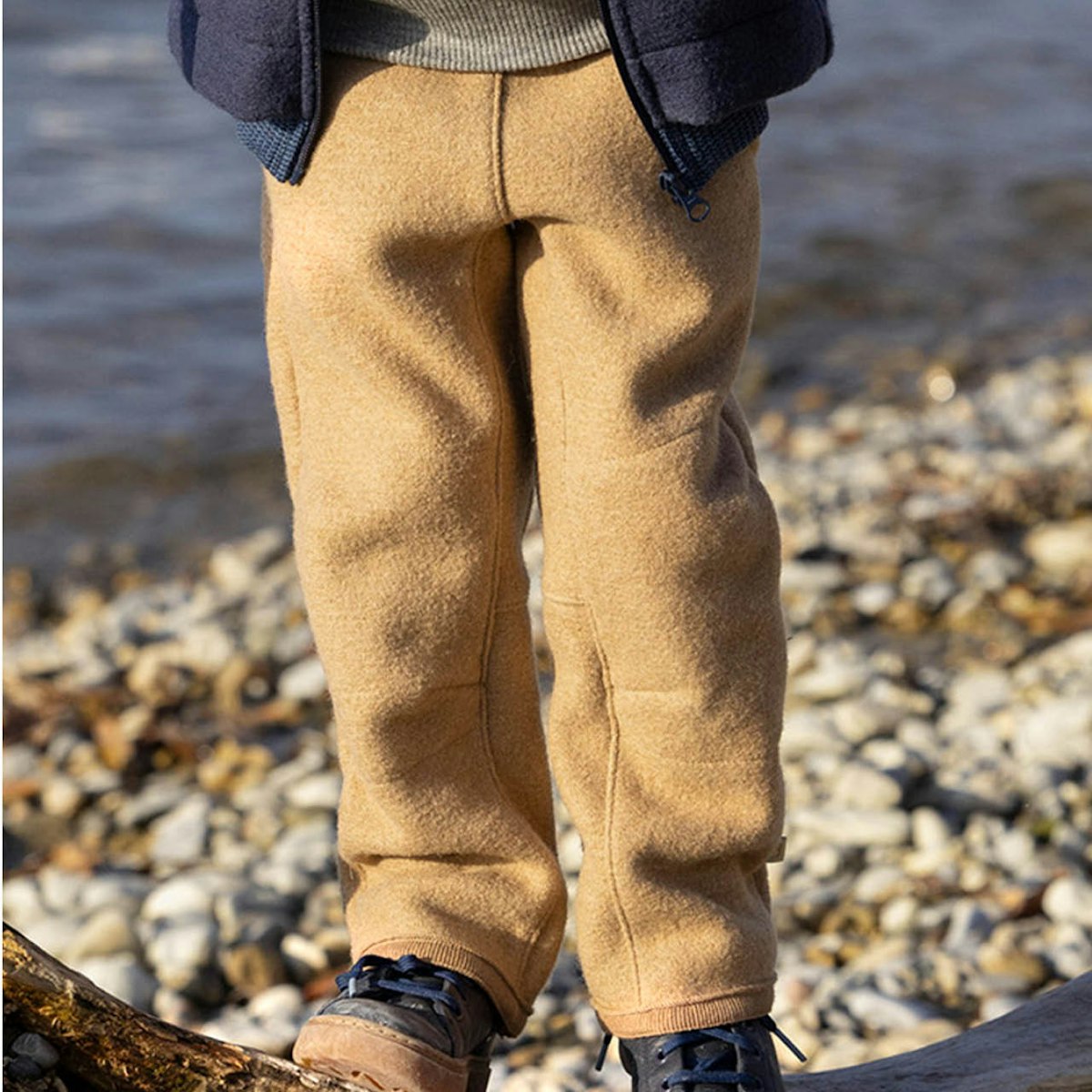 Warme Walkhose Wolle karamell 122/128