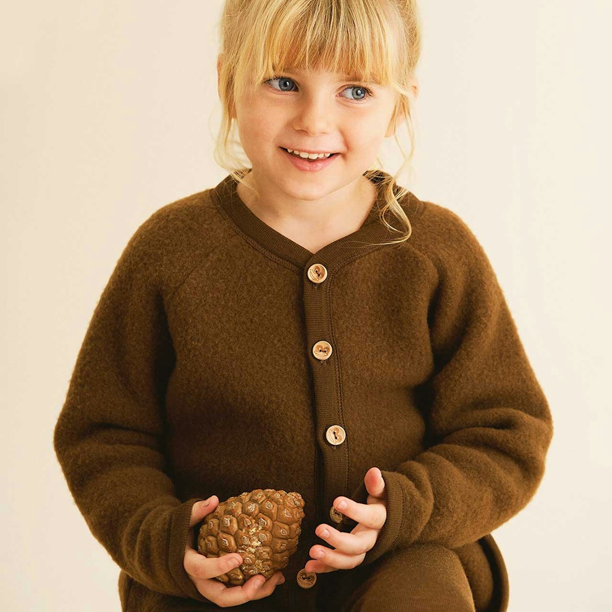 Warme Woll Fleece Jacke braun 56/62