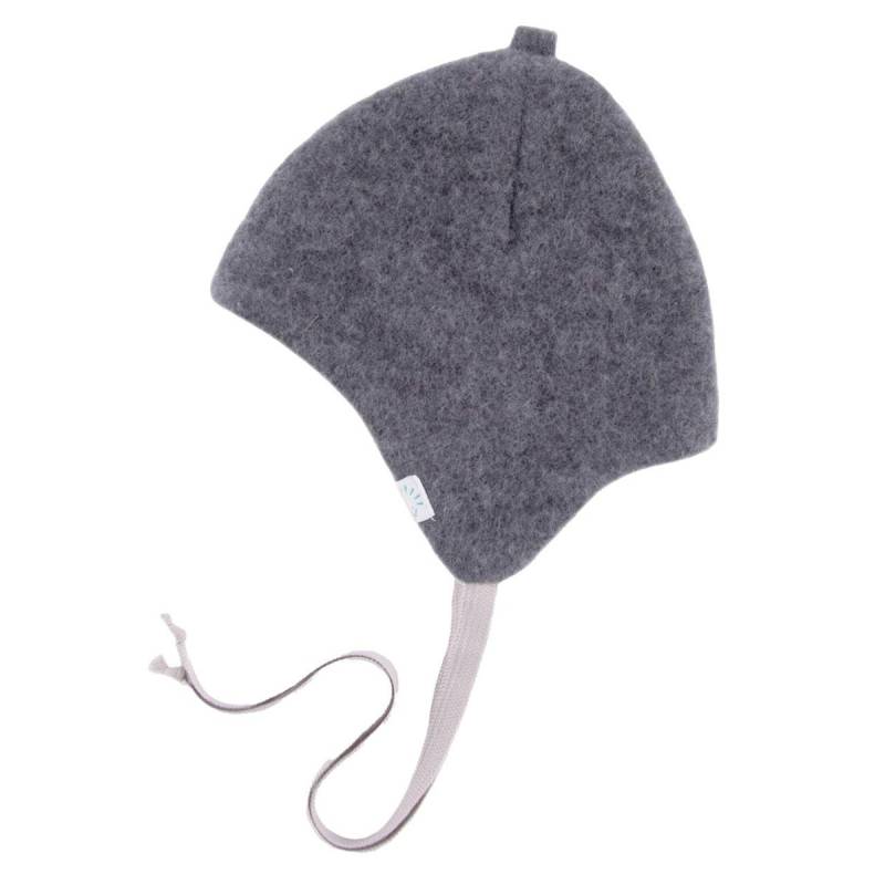 Warme Wollfleece Bindemütze ANTHRAZIT 51/53