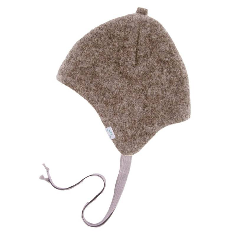 Warme Wollfleece Bindemütze beige 39/41