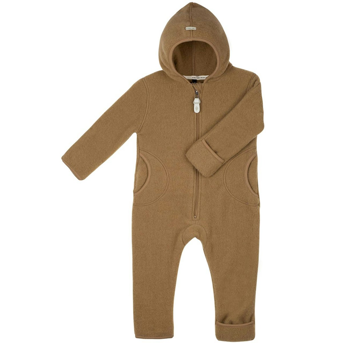 Warmer Fleece Overall Schurwolle dunkelbeige 92
