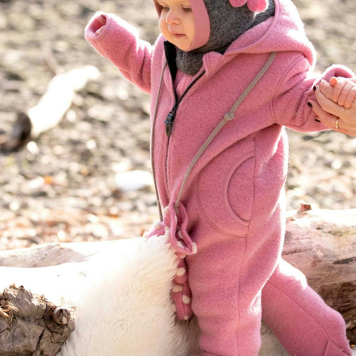 Warmer Fleece Overall Schurwolle rauchpink 86