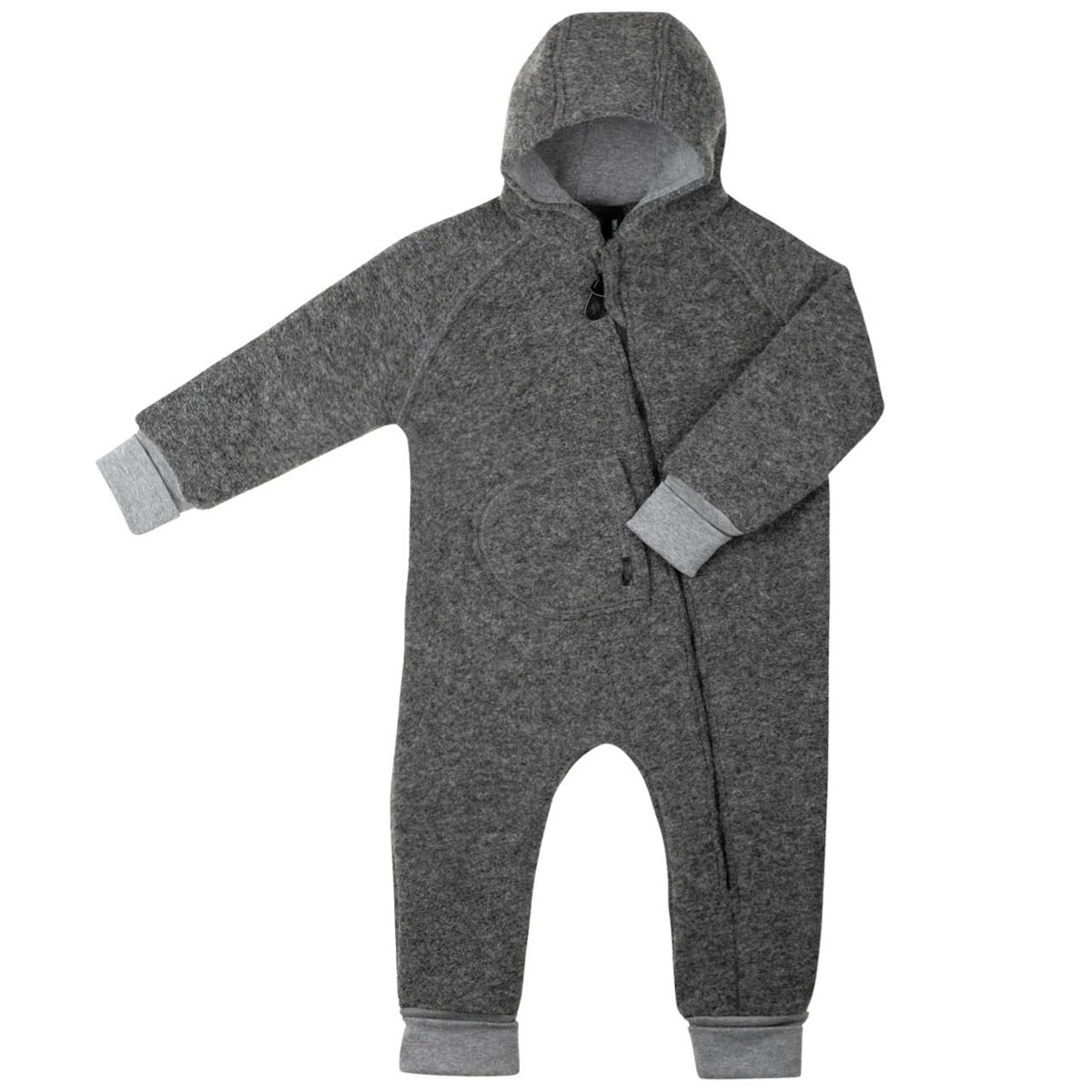 Warmer Overall Schurwolle Bündchen grau melange 86