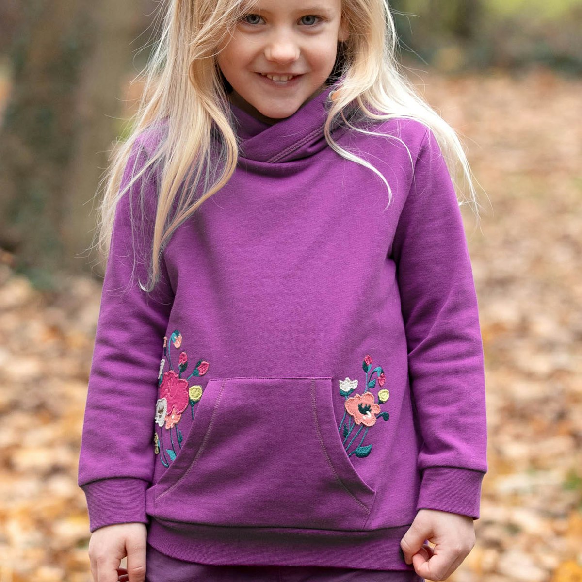 Warmer Sweat Pullover Blumen lila 128